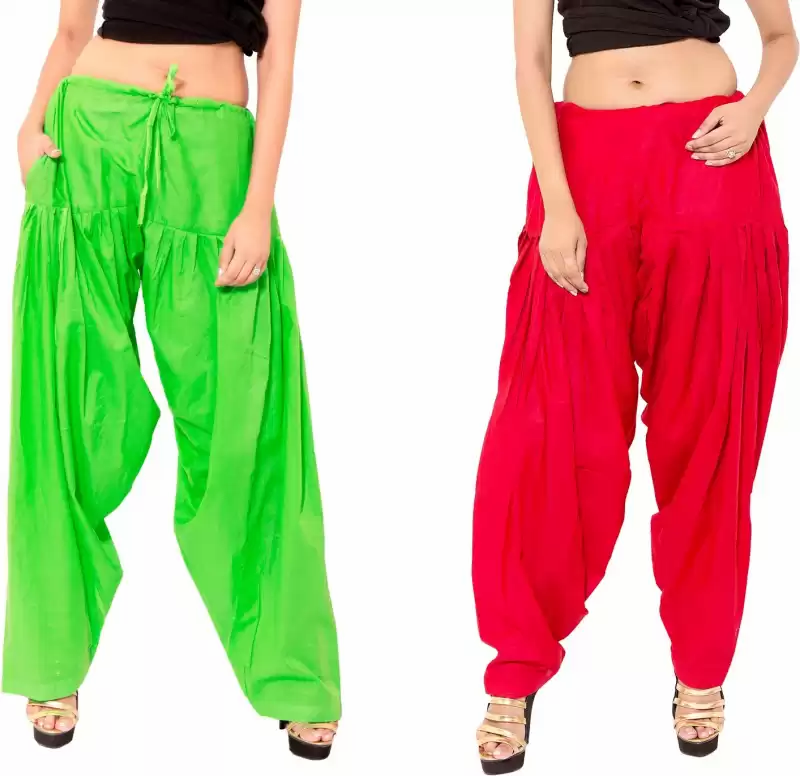 KriSo Cotton Patiyala Red & Green ( Pack of 2 )