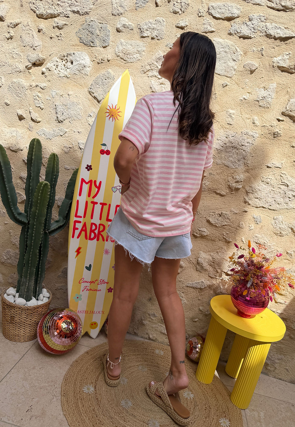 Miniature : T-shirt marinière 737 rose 