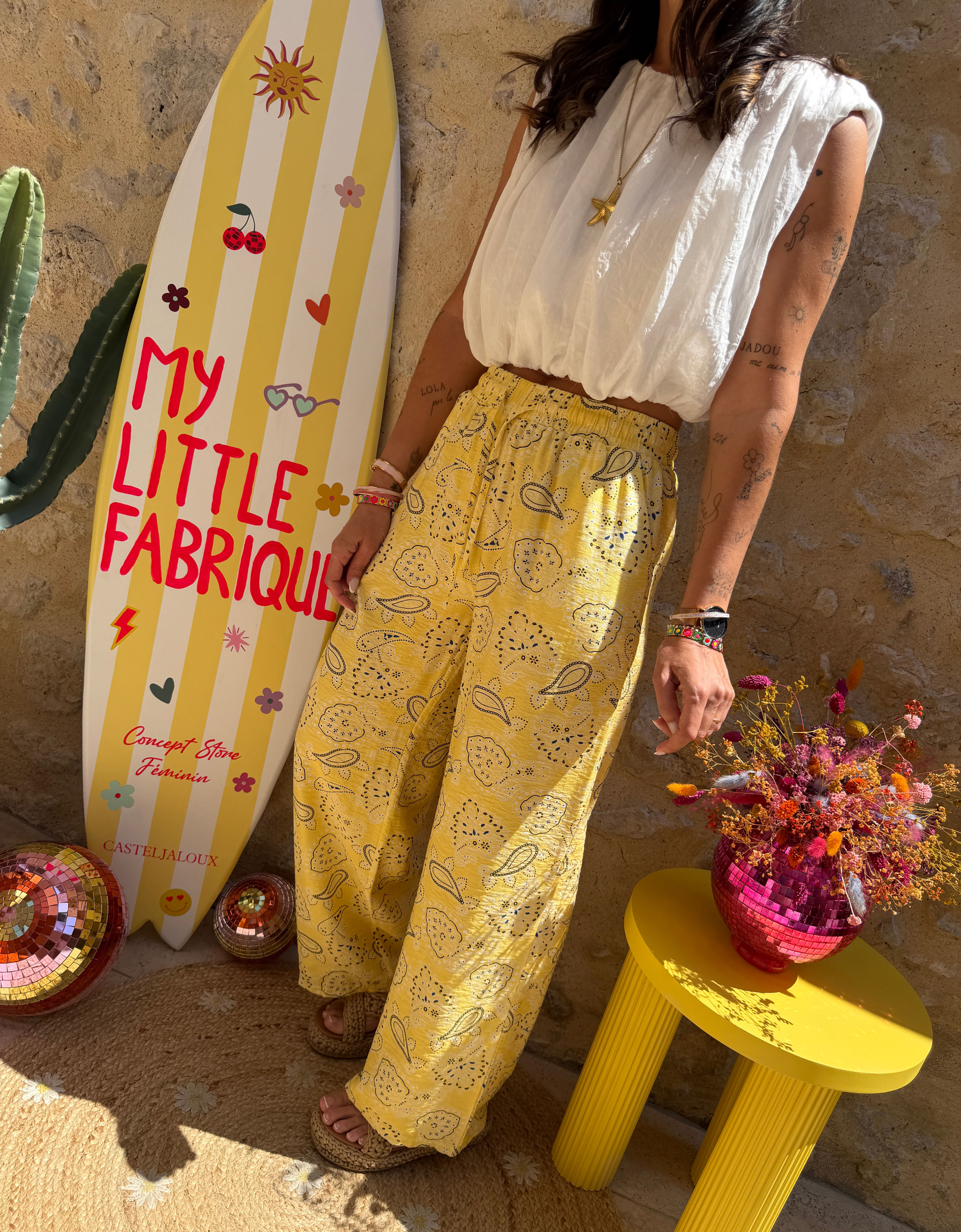 Pantalon bandana 180 jaune 