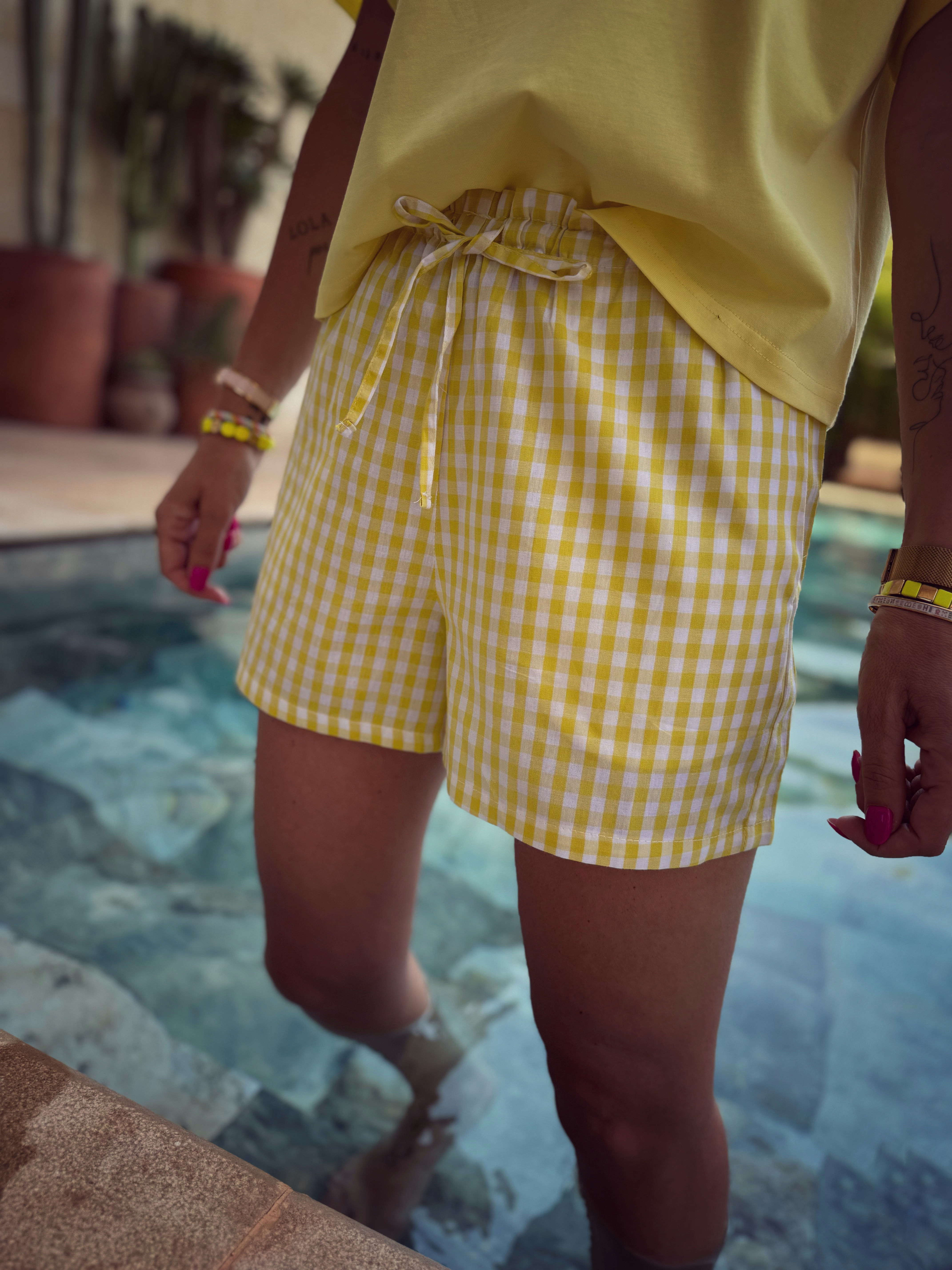 Short vichy jaune 711 