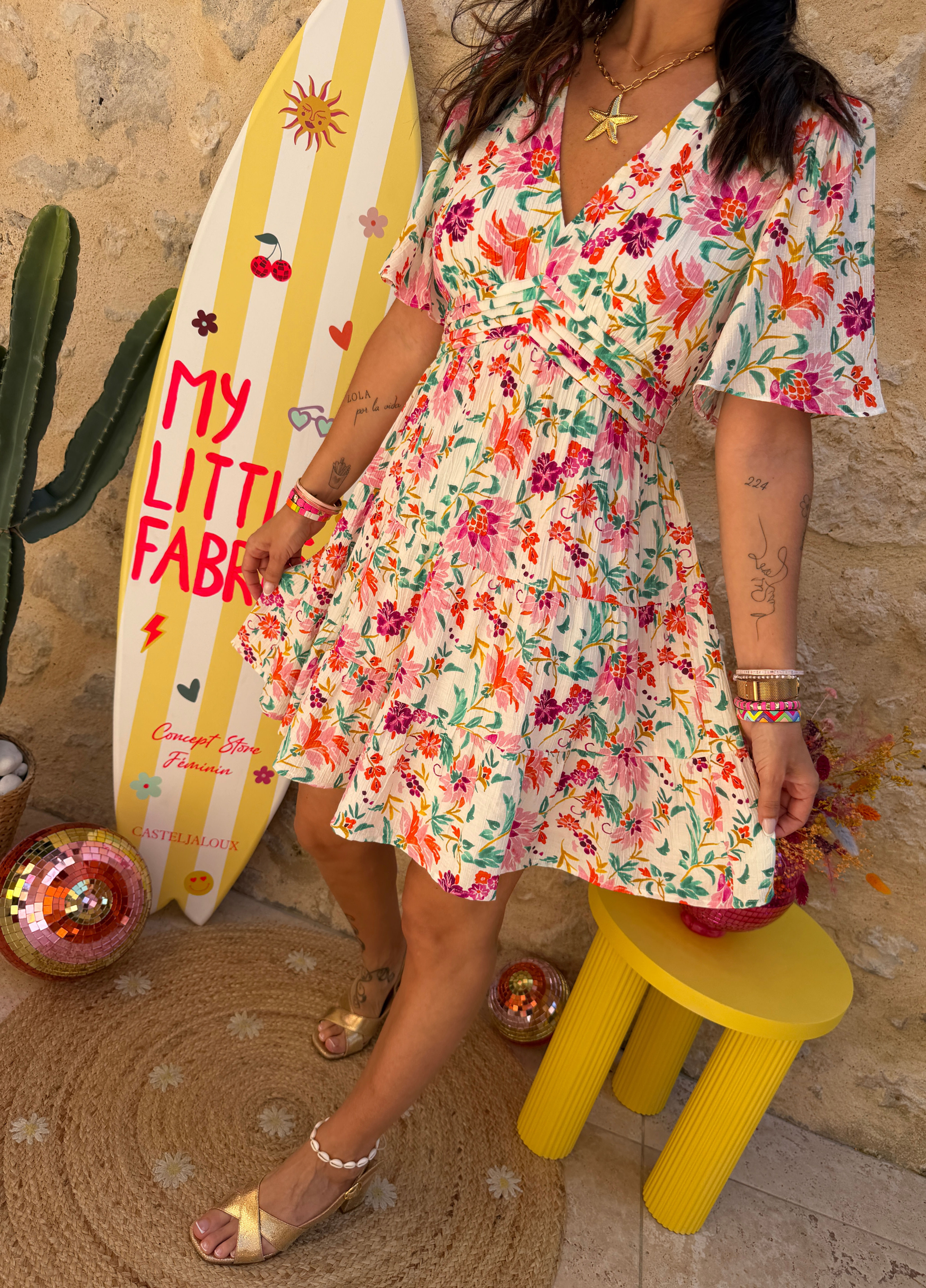 Robe Lika 582 courte fleurie