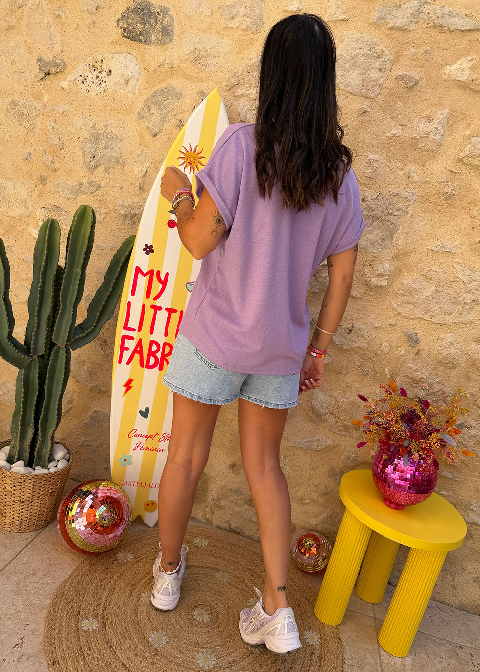 Miniature : T-shirt col V 082 lilas 
