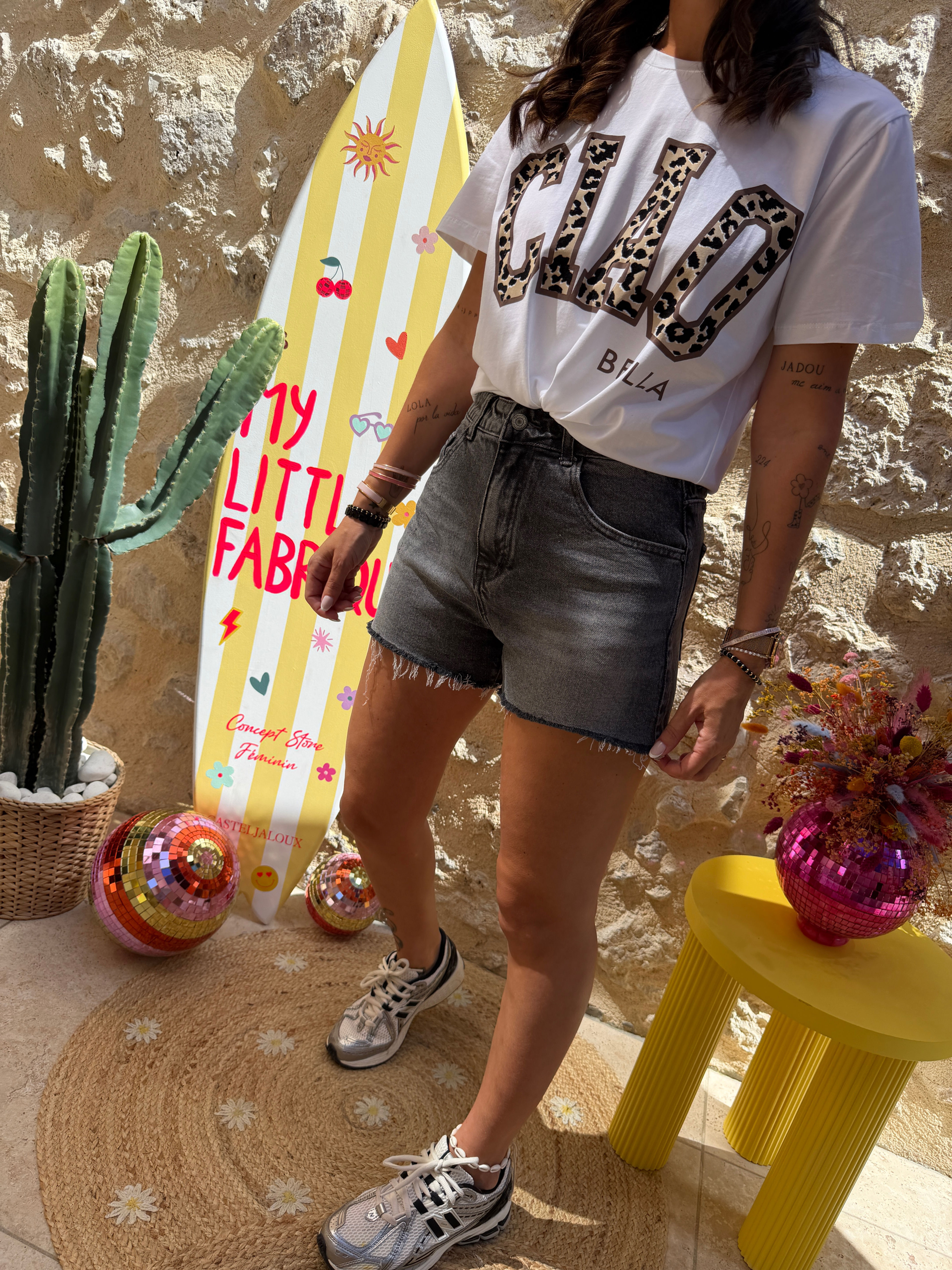 Short en jeans 785 gris/noir