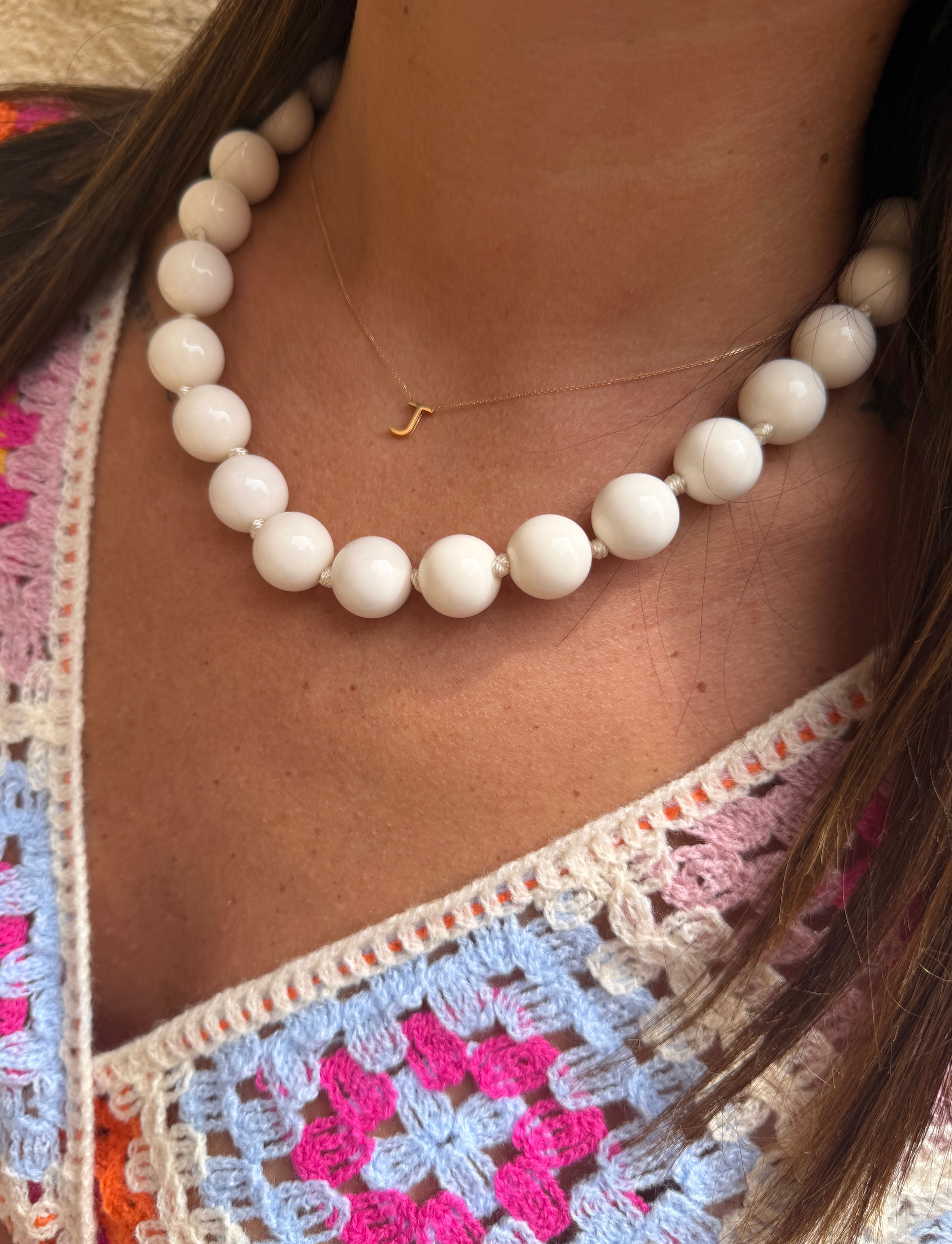 Collier perles blanc 