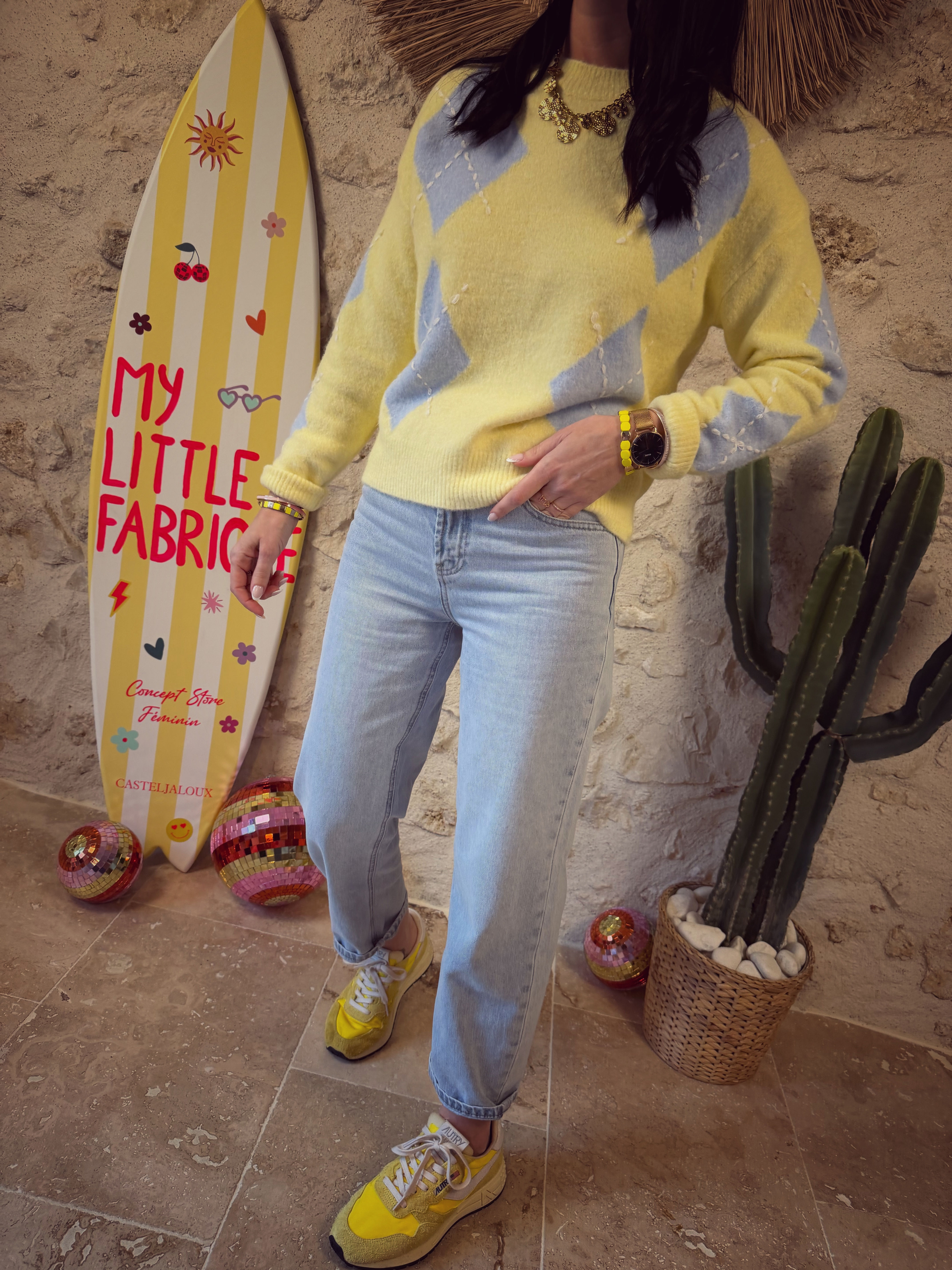 Pull losanges 886 bleu