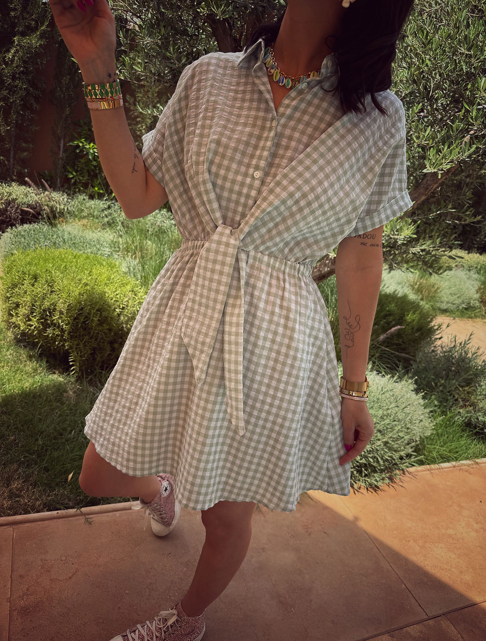 Miniature : Robe Aline vichy verte 408