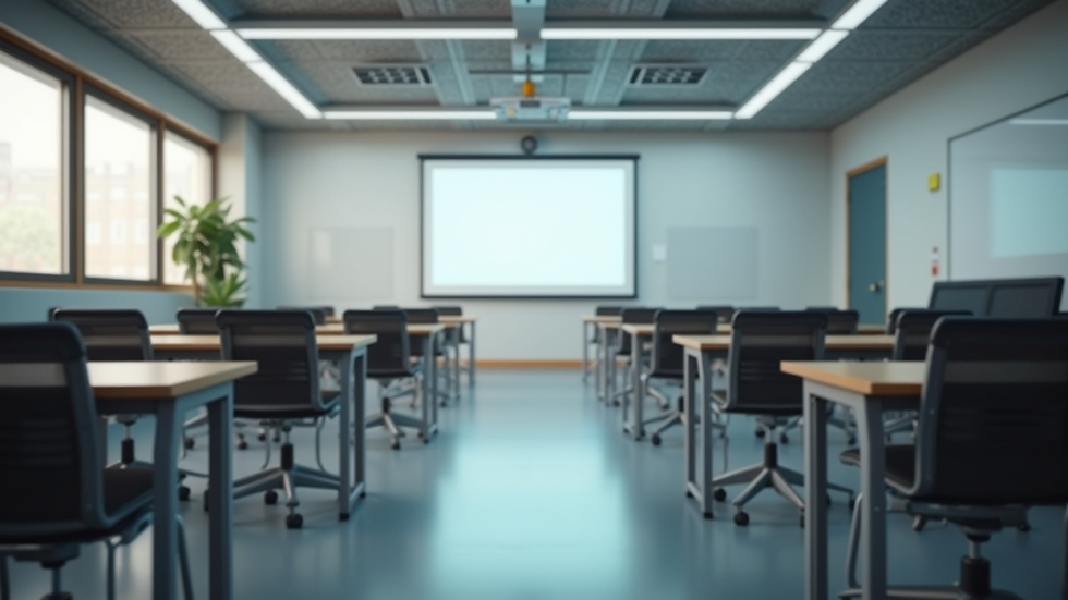 Wide angle view of a modern classroom with innovative learning tools