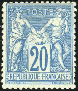 Timbre de la période 1876 après la chute de Napoléon III