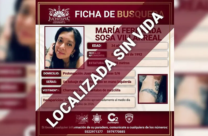 Localizan sin vida a María Fernanda Sosa