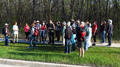 The crowd at Save Our Seine's 25th anniversary birding walk