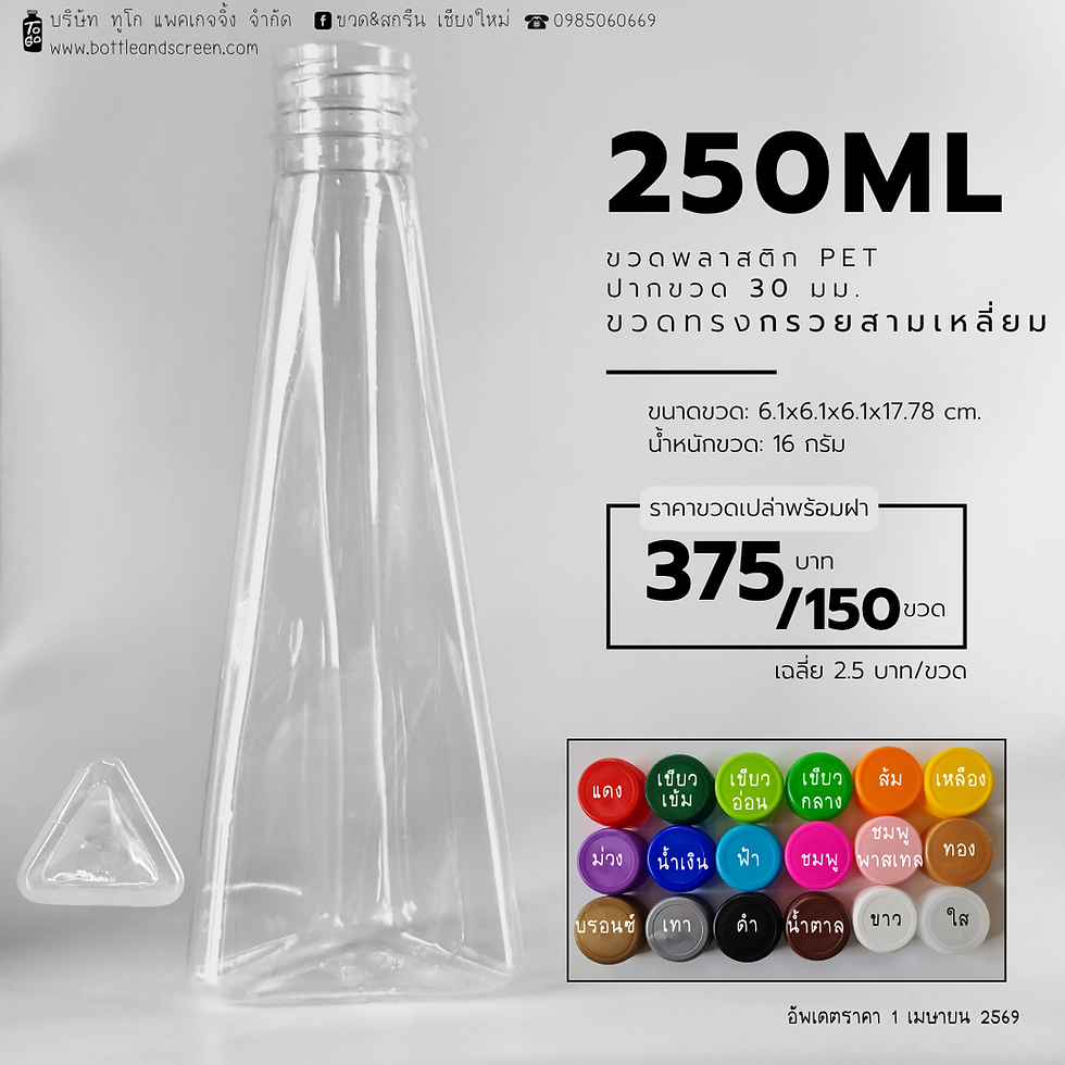 ภาพขนาดย่อ: ขวดพลาสติก PET 250 มล. (กรวยสามเหลี่ยม)