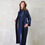 Thumbnail: the long frink in dark navy bubble brocade