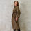 Thumbnail: the long frink in golden brown, black and camel bouclé