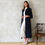 Thumbnail: the brett coat in navy, black and white cotton mix boucle