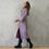 Thumbnail: the long frink in red, ecru and navy wool boucle