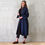 Thumbnail: the long frink in dark navy bubble brocade