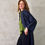 Thumbnail: the long frink in dark navy bubble brocade