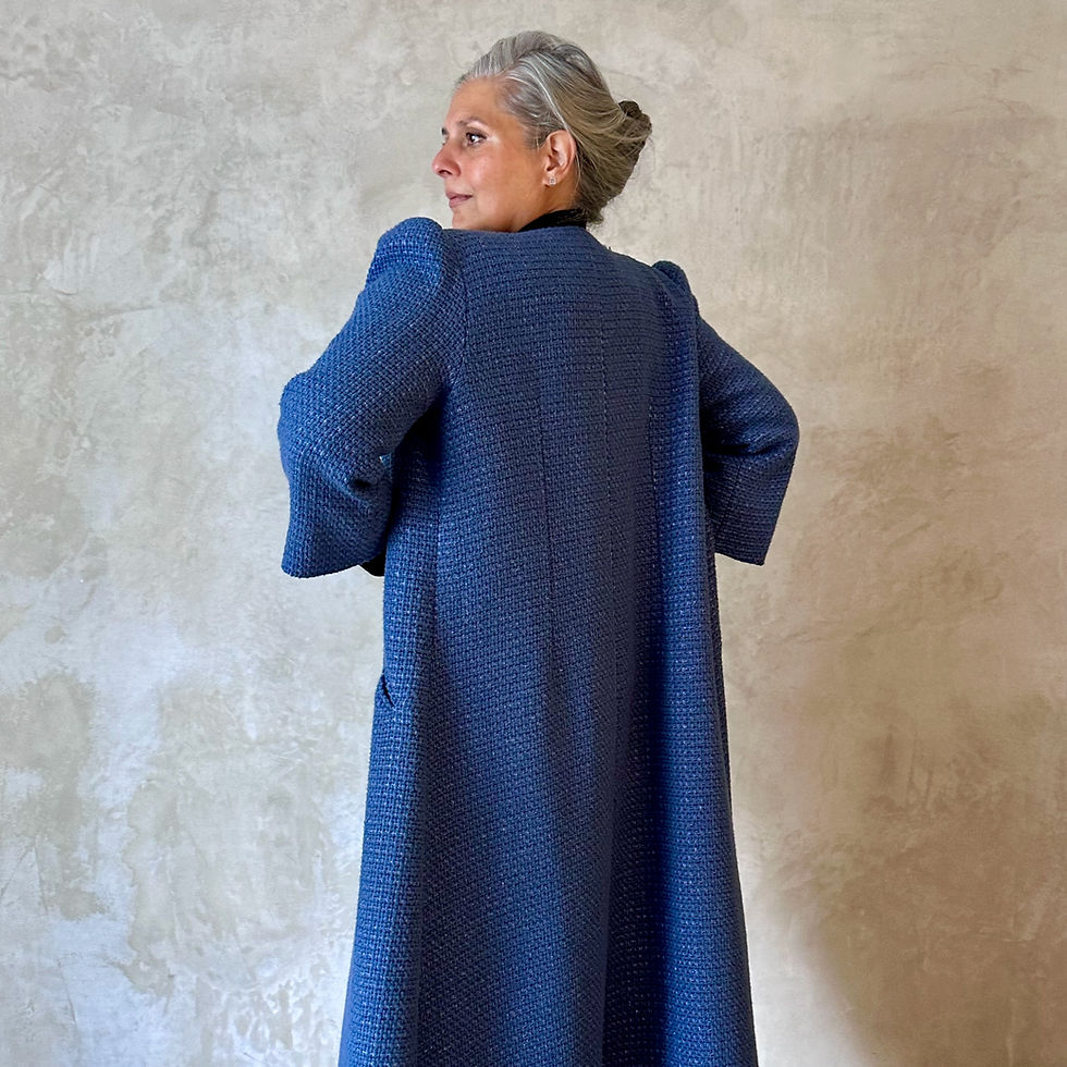 British Made A-Line Coat in Airforce Blue Boucle