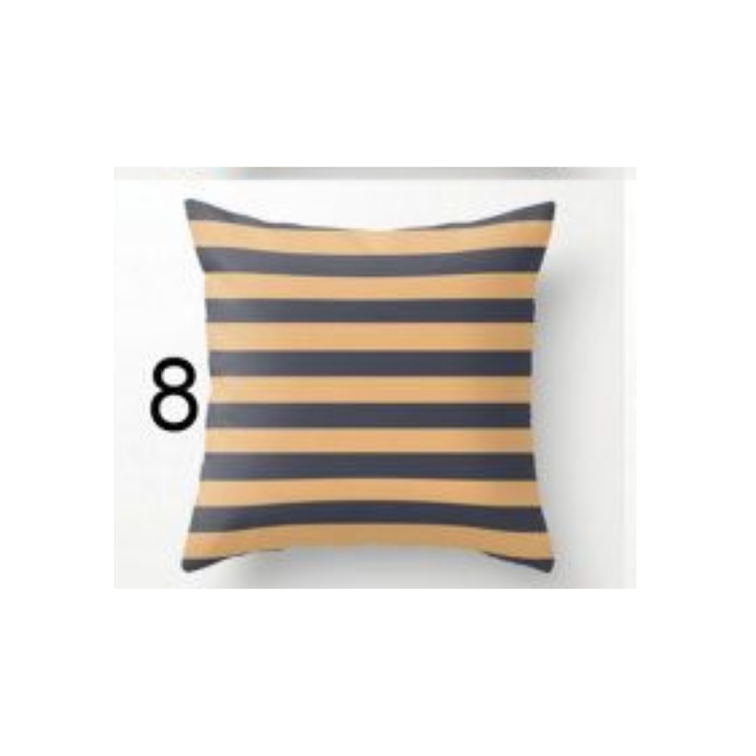 COJÍN RAYAS NEGRAS Y AMARILLAS DECORATIVO