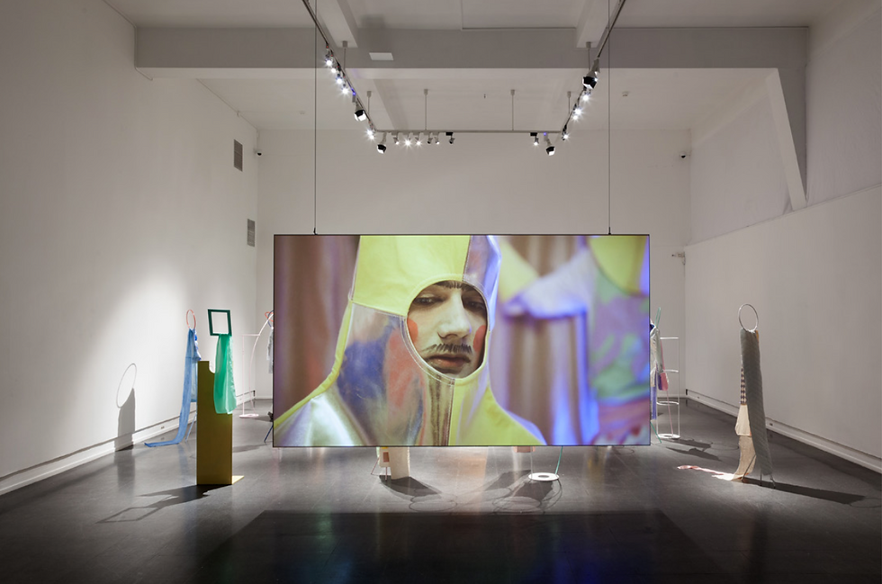 Constance Tenvik, Soft Armour (2017). Installation view from UKS, Oslo.
Photo: Roderick Hietbrink. Courtesy of the artist, UKS and Loyal Gallery, Stockholm.