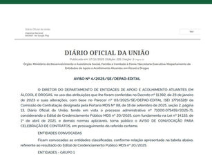 DEPAD/MDS publica Aviso Nº 4/2025 com convocação de entidades classificadas no Edital de Credenciamento Público nº 20/2025