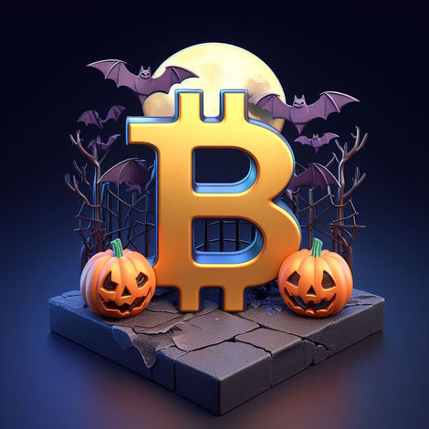 Halloween Themed bitcoin logo image