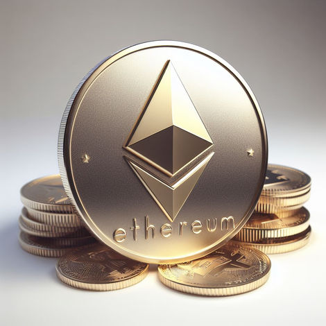 Ethereum Coin, plain, brown gradient background, ethereum logo, 3d image