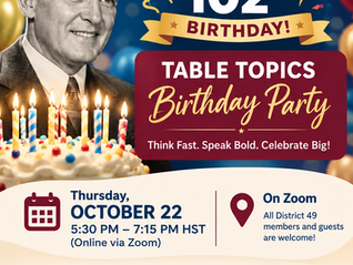 Oct 22 - Join Table Topics Birthday Party!
