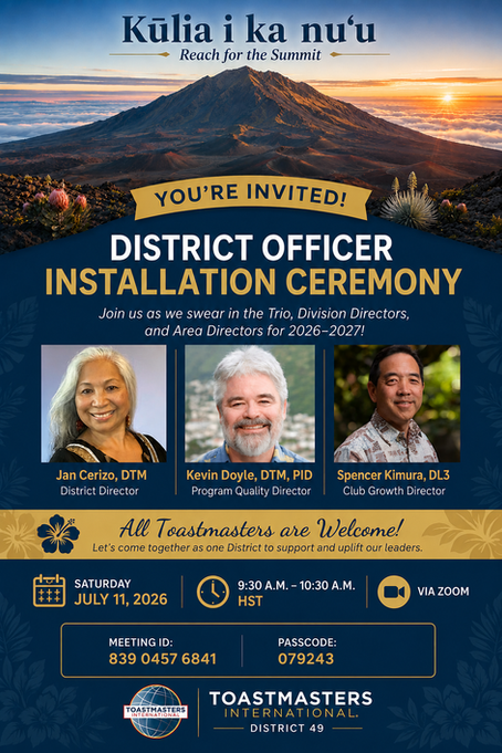 Attend the District Officer Installation Ceremony!