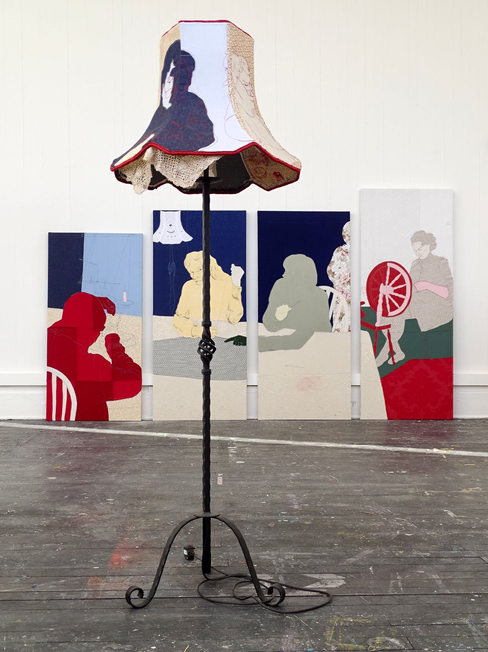 Maria from ‘Stitches’ Tailors on Bruntsfield Place, Found Fabric Reworked Lampshade, 171 x 58 cm