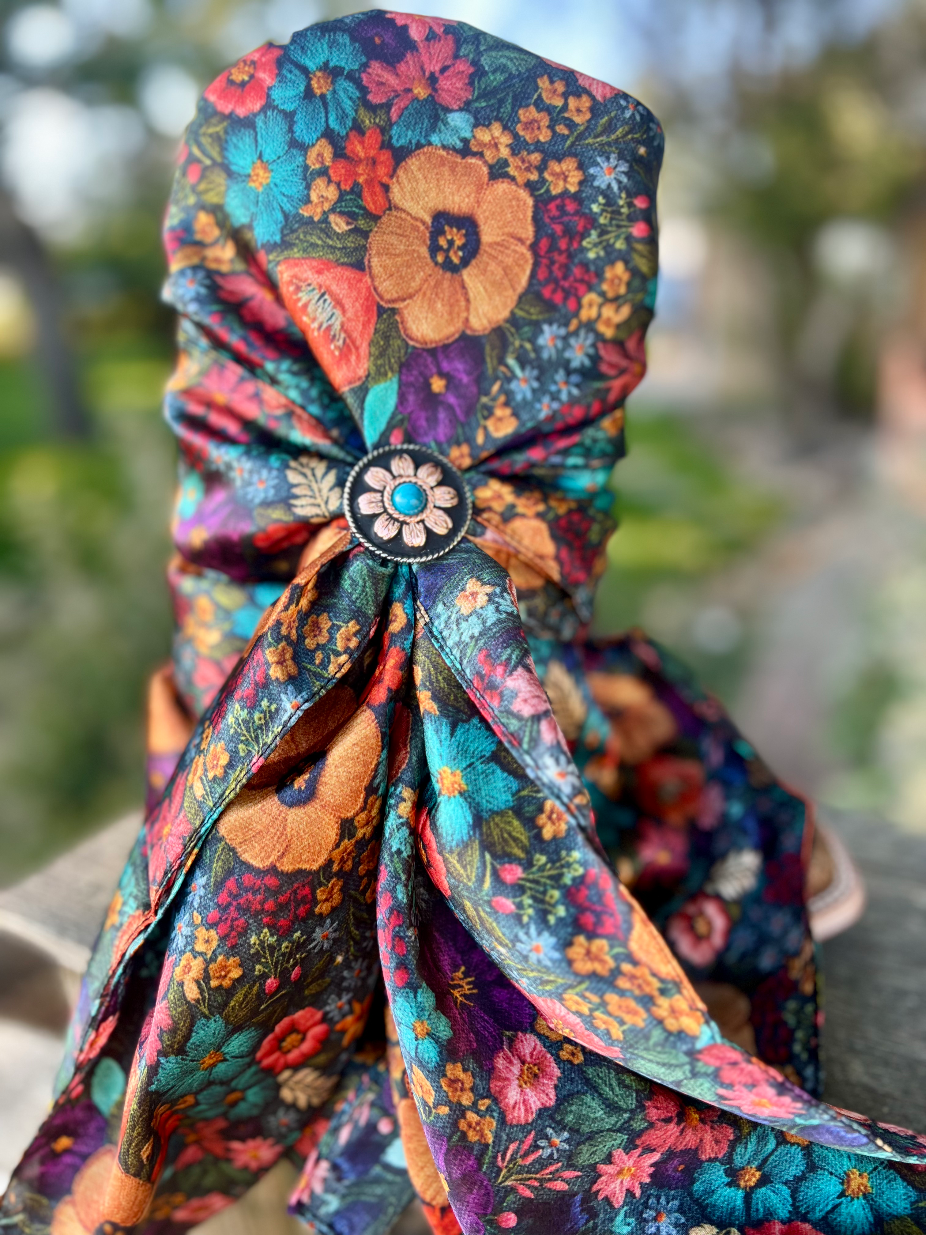 Embroided Flowers Dark Silk