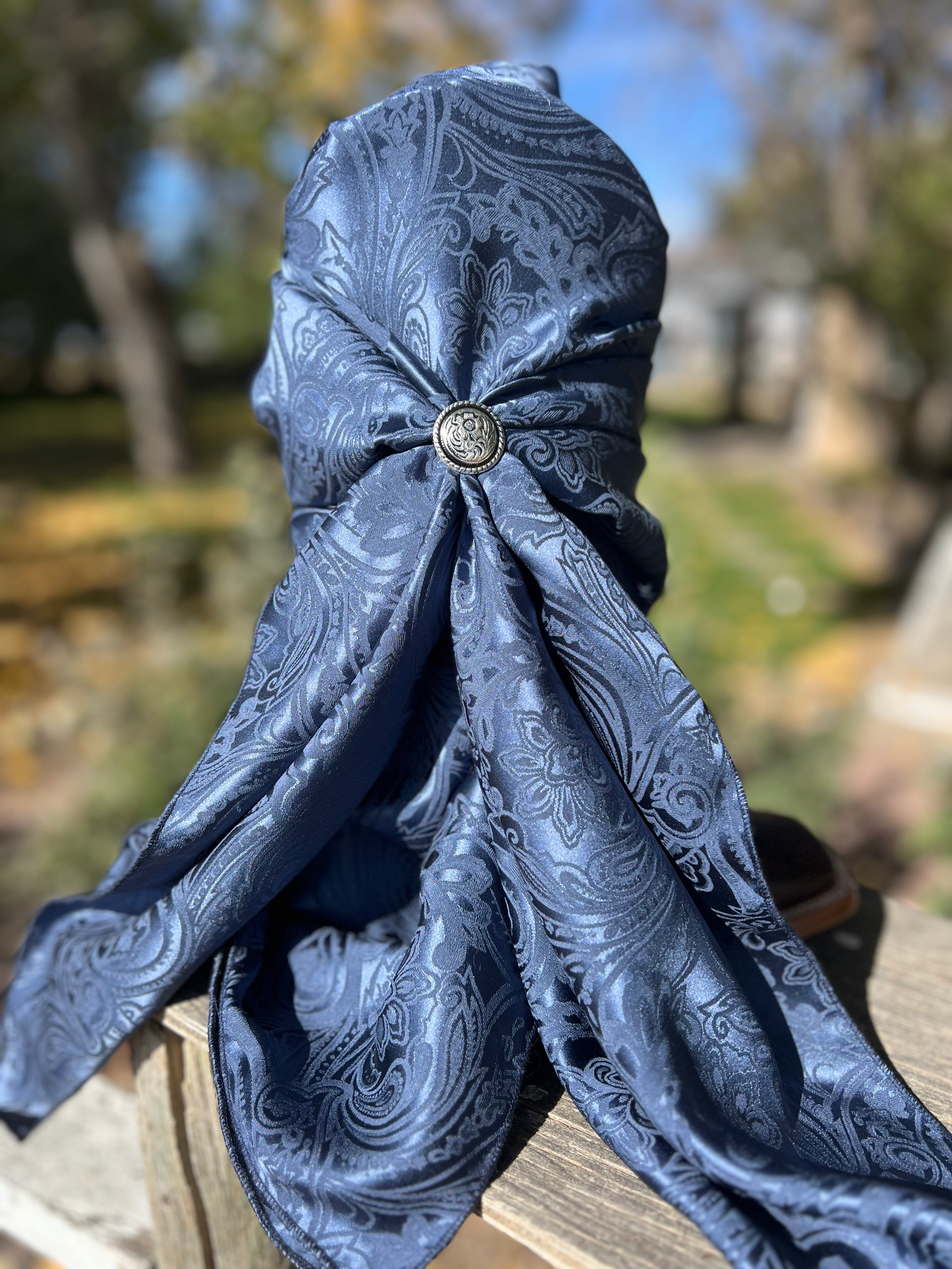 Navy Paisley Baroque Silk