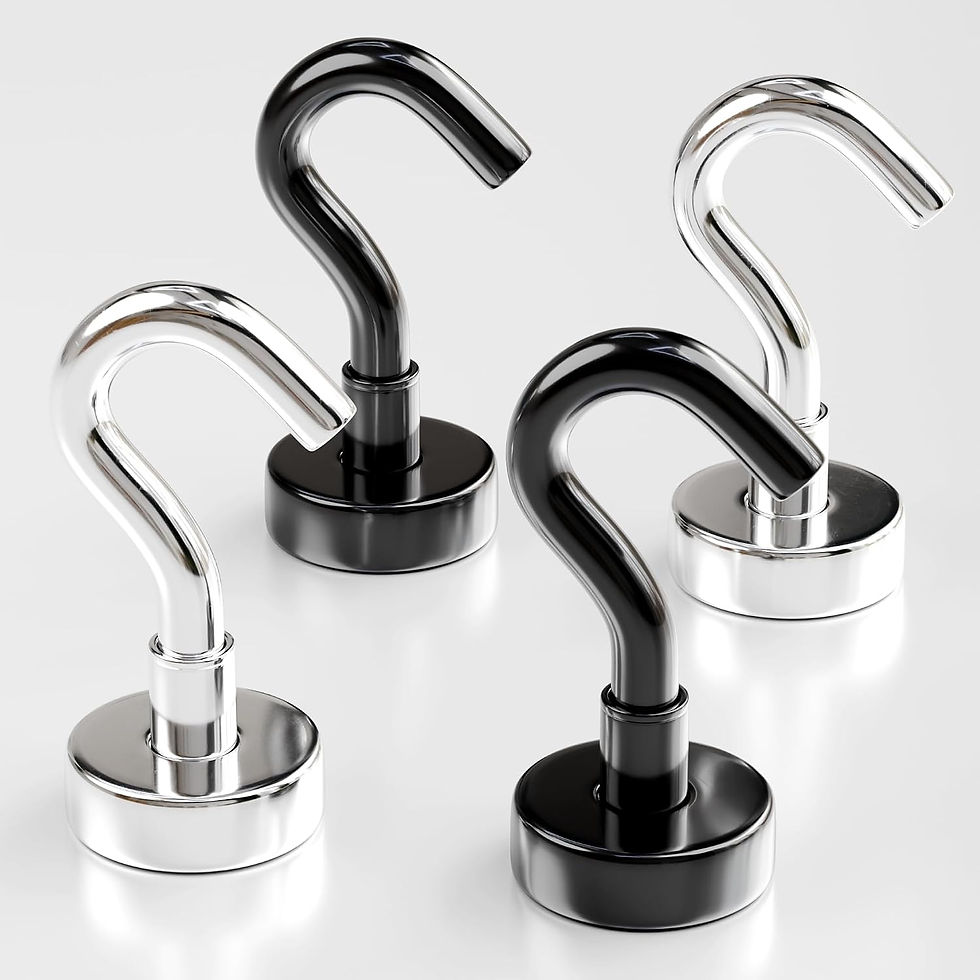 Thumbnail: Magnetic Hooks 27lbs/12kg (Pack of 6 Silver) - Heavy Duty Neodymium Hooks for O