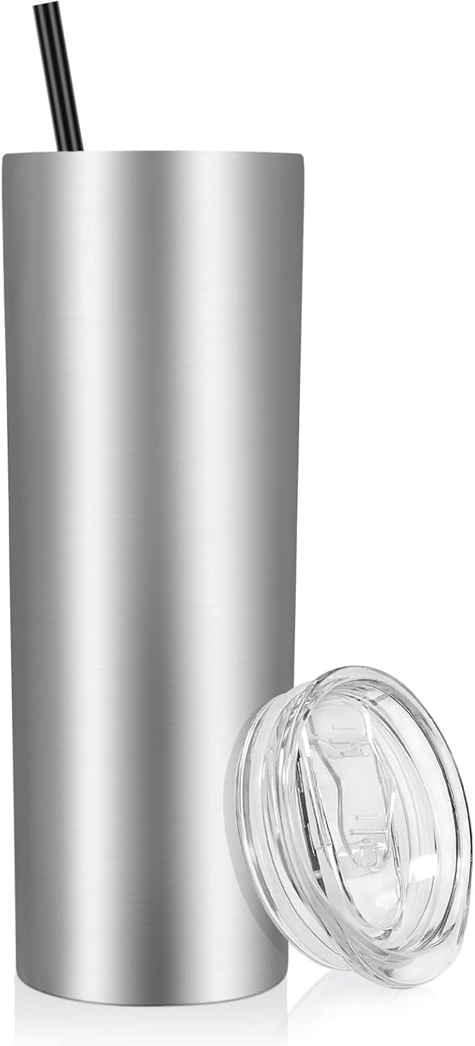 Thumbnail: VEGOND Stainless Steel Skinny Tumbler, 20 oz Vacuum Insulated Tumbler with Lid 