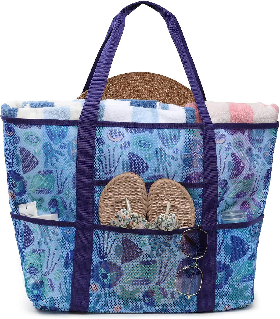 Thumbnail: F-color Mesh Beach Bag Family - Large Travel Tote Bag for Beach Pool Cruise | 9