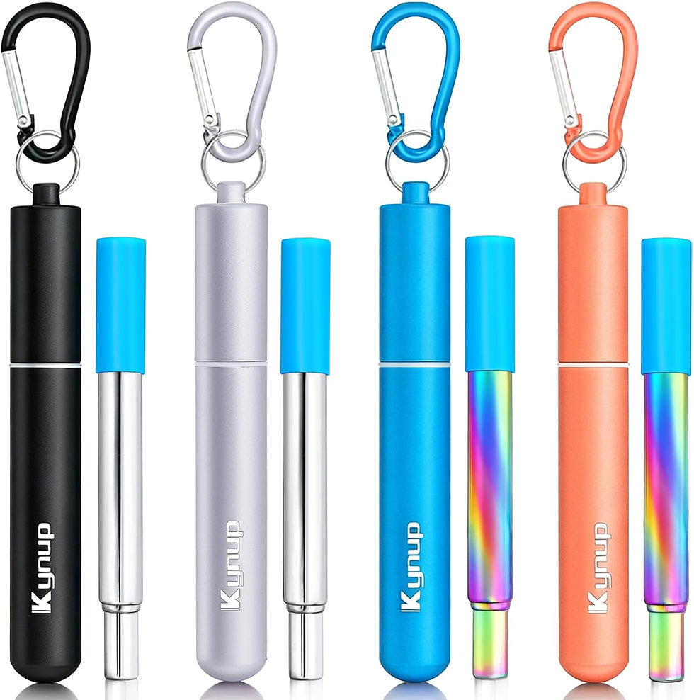 Thumbnail: Kynup Reusable Collapsible Metal Straws, Cruise Ship Essentials (4Pack) | Trave