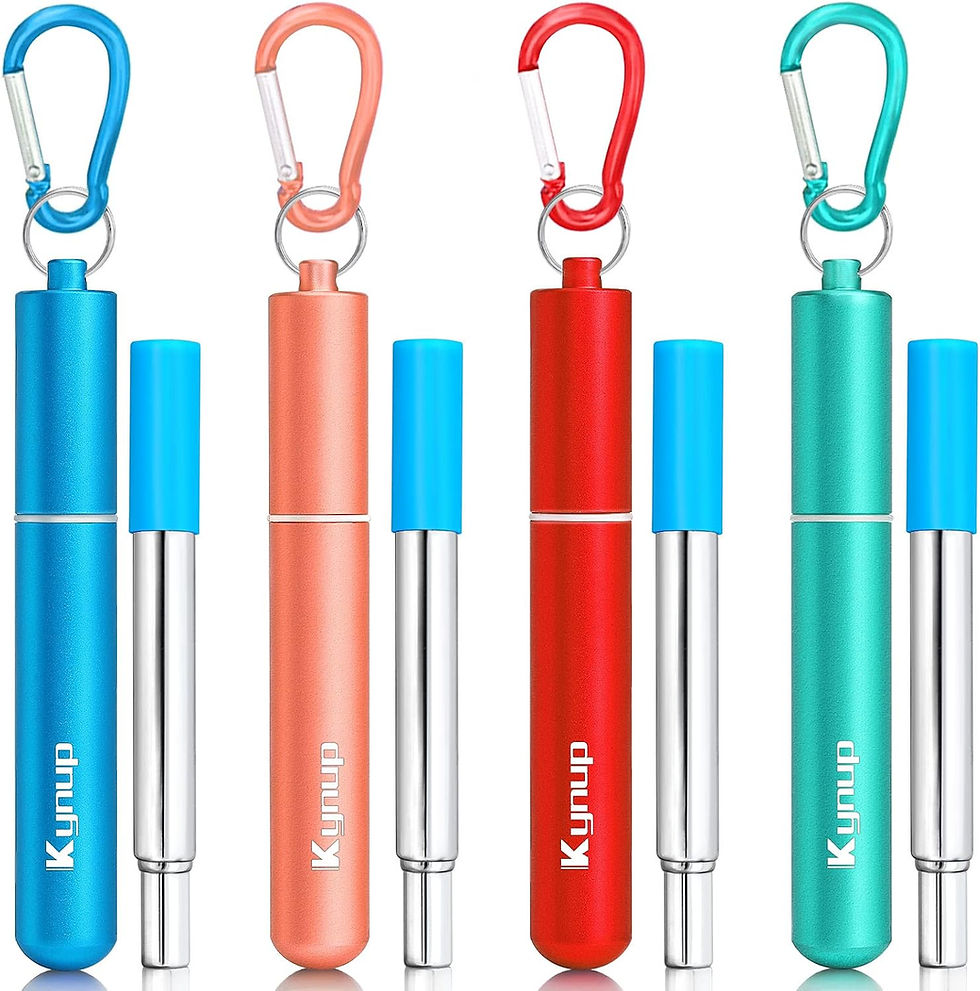 Thumbnail: Kynup Reusable Collapsible Metal Straws, Cruise Ship Essentials (4Pack) | Trave