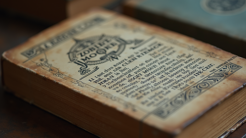 Close-up view of a vintage French book with intricate cover design