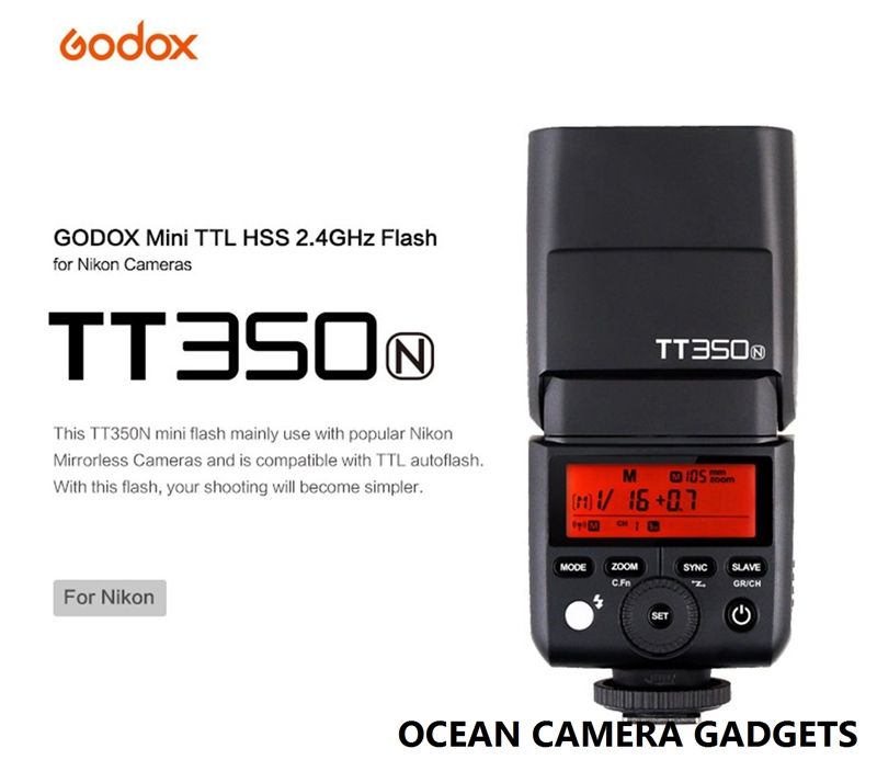 Thumbnail: Godox TT350N TT350 2.4G TTL Speedlite GN36 1/8000s HSS Flash for Nikon Camera