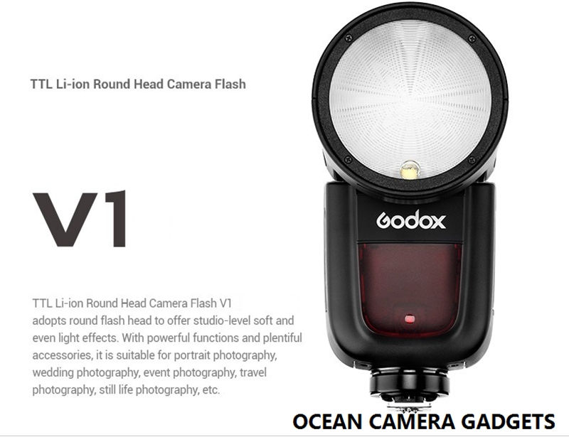 Thumbnail: Godox V1 TTL Li-ion Round Head Camera Flash V-1 for Canon Nikon Sony camera