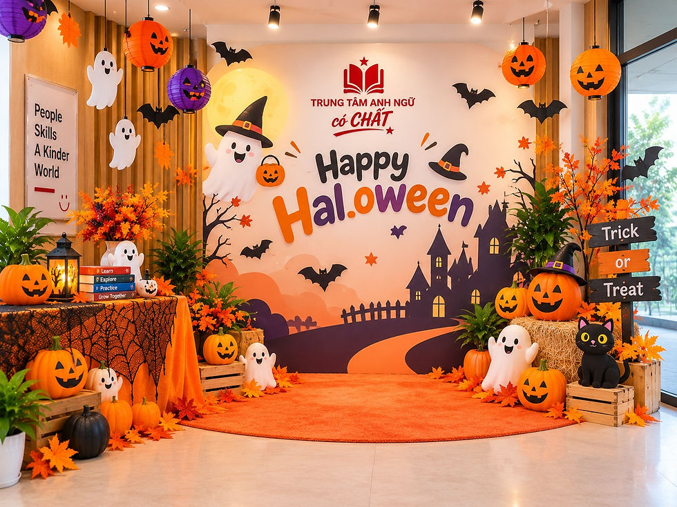 Góc check-in Halloween trong TRUNG TÂM ANH NGỮ có CHẤT