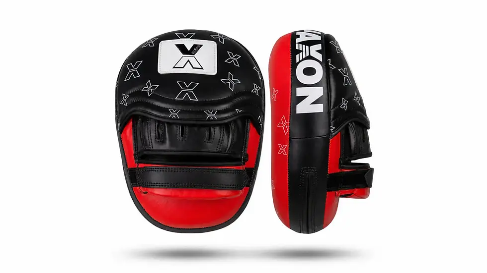 JAXON boxing focus mitts in black and red for professional boxing training, punch accuracy and speed drills