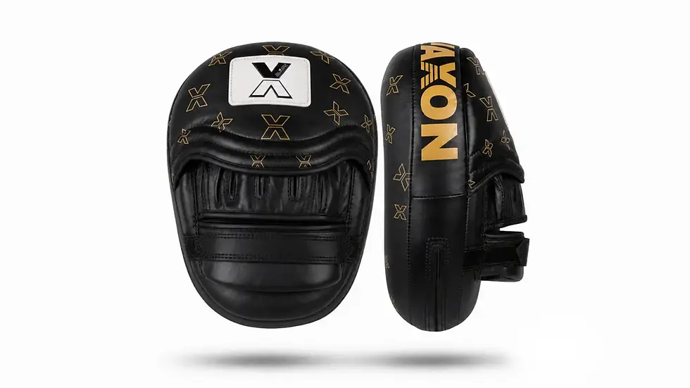 JAXON black and gold boxing focus mitts for professional boxing training, punch accuracy, speed and pad work drills