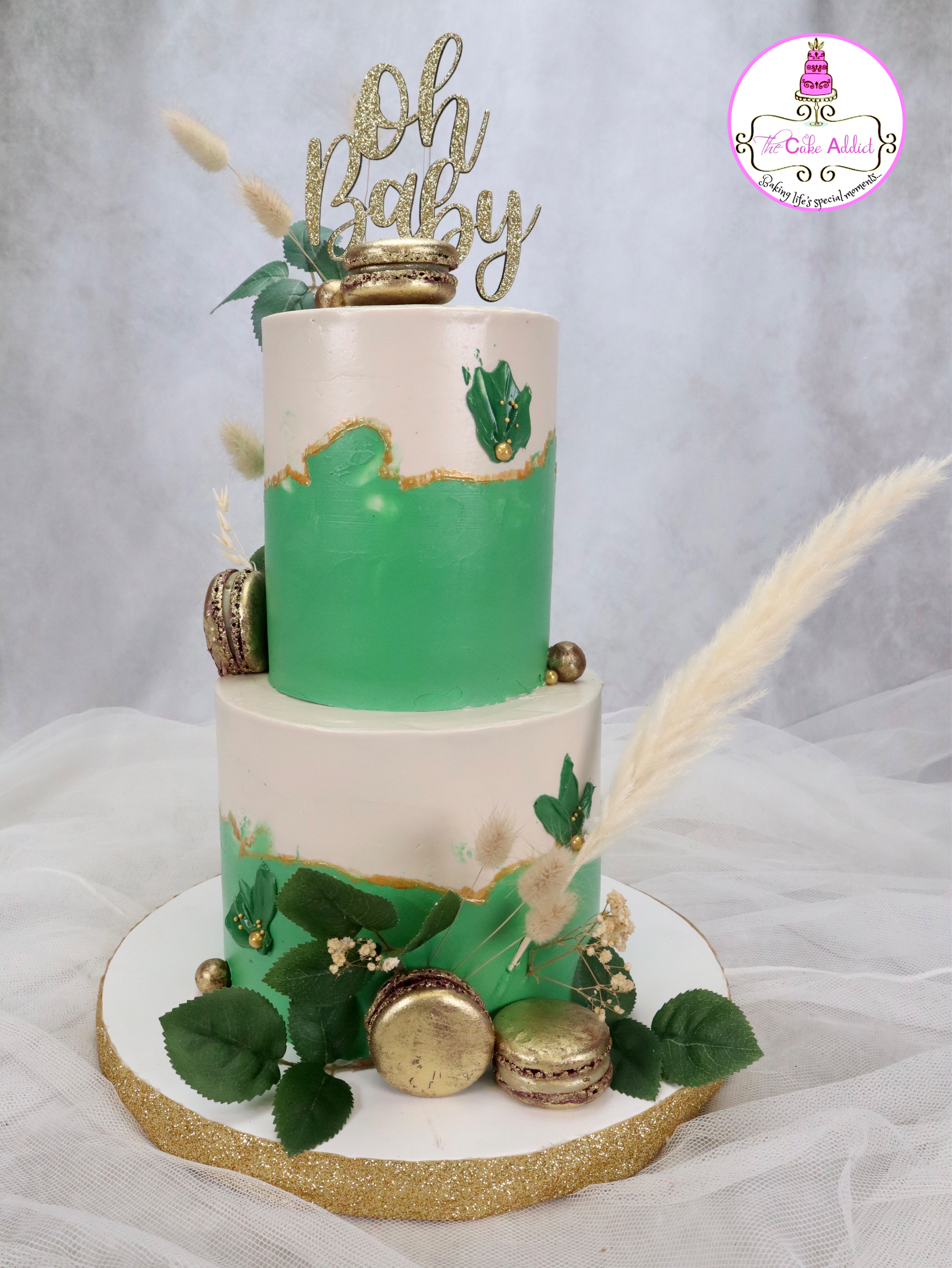 Baby Shower - Green & Gold with Dry Flowers