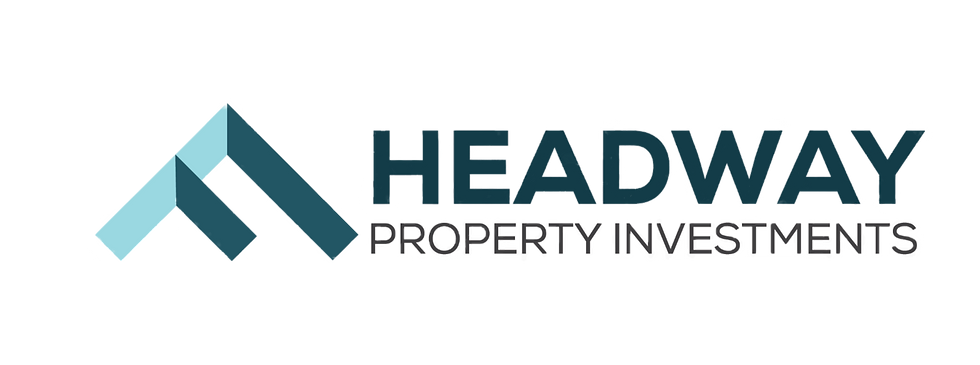 Logo with overlapping blue triangles forming a stylized "A" next to "HEADWAY PROPERTY INVESTMENTS" in bold, dark blue font.