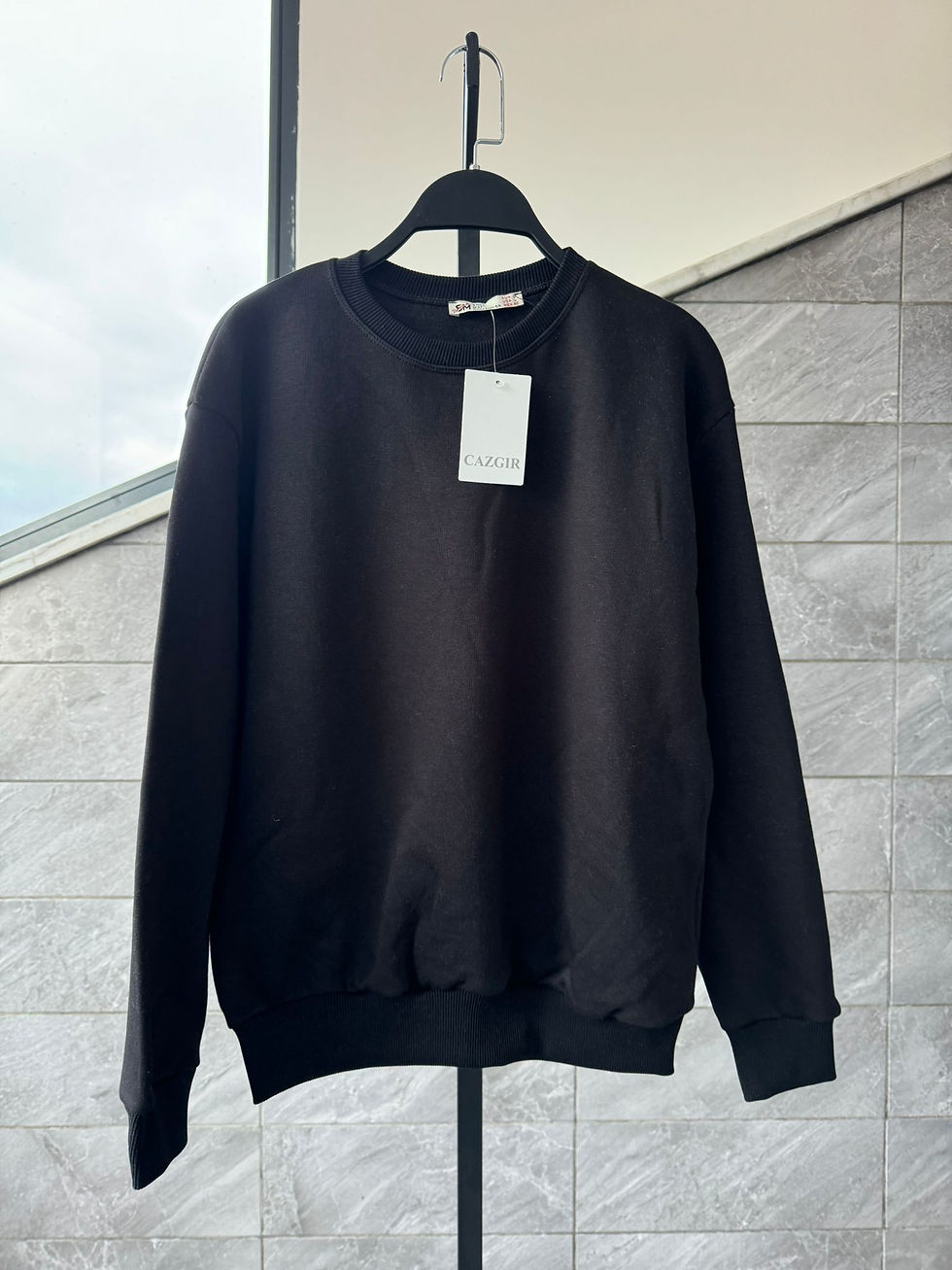 Oversize Bisiklet Yaka Sweatshirt - Siyah