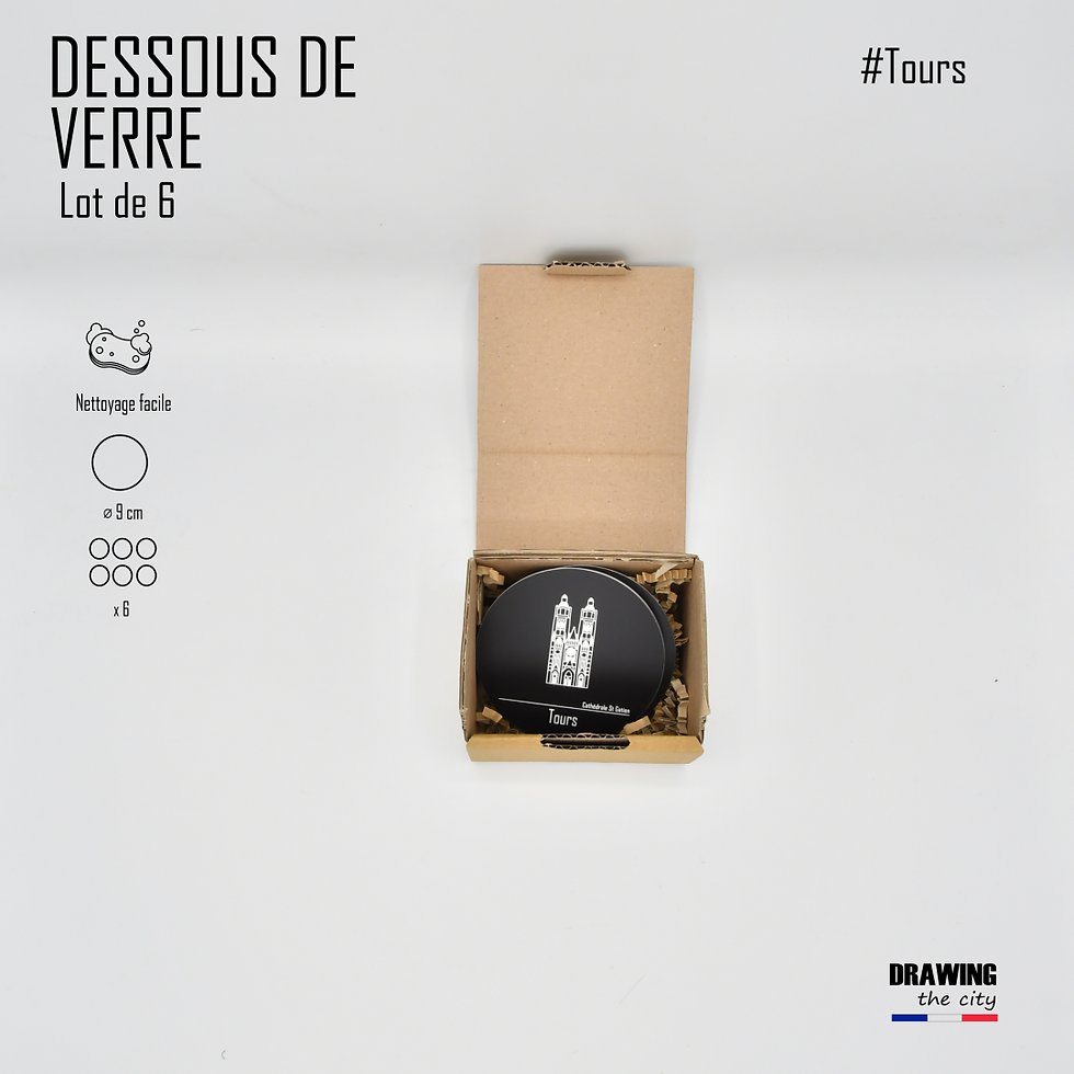 Miniature : Tours - Lot de 6 dessous de verre - Noir/Blanc