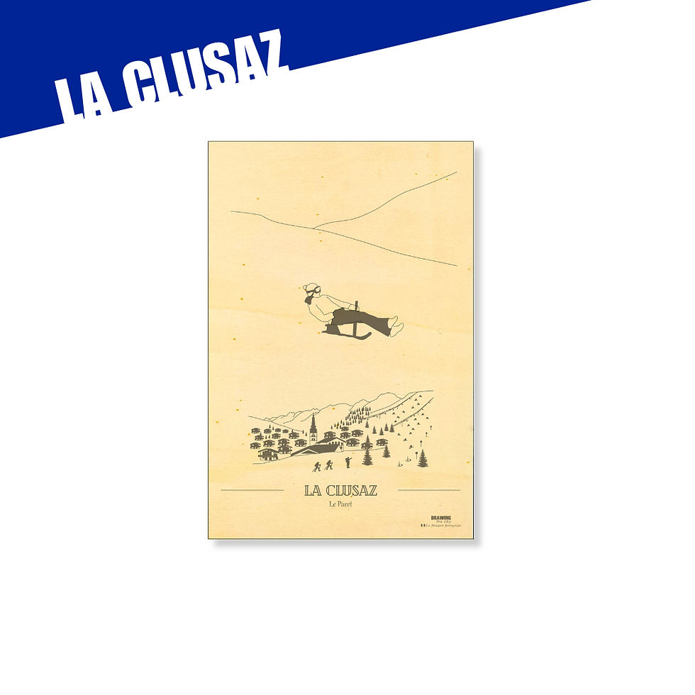 Miniature : La Clusaz - Le Paret - Affiche bois