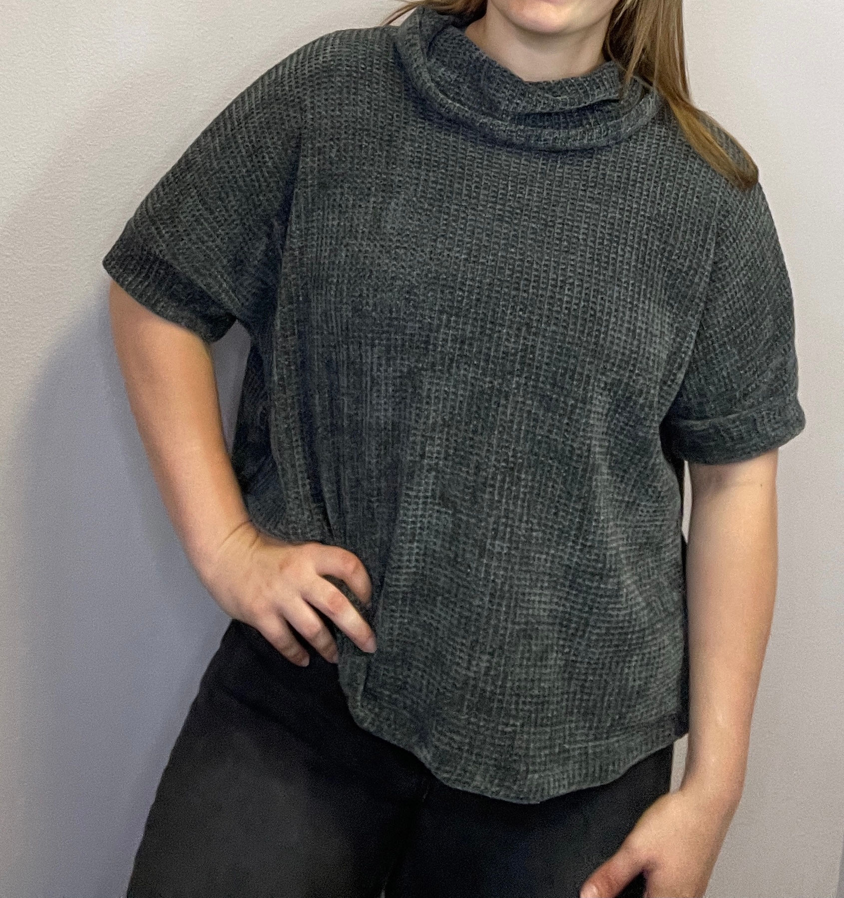 Charcoal Cowl Neck Sweater