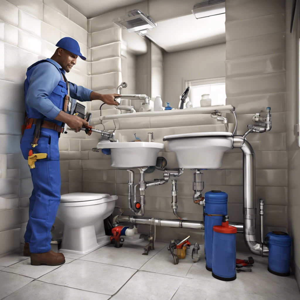 Plumber fixing pipe